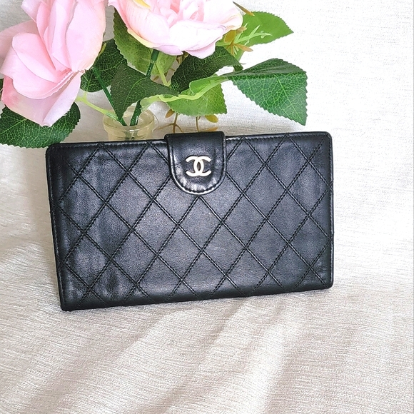 Chanel Lambskin Diamond Stitched French Wallet Black - Picture 1 of 11